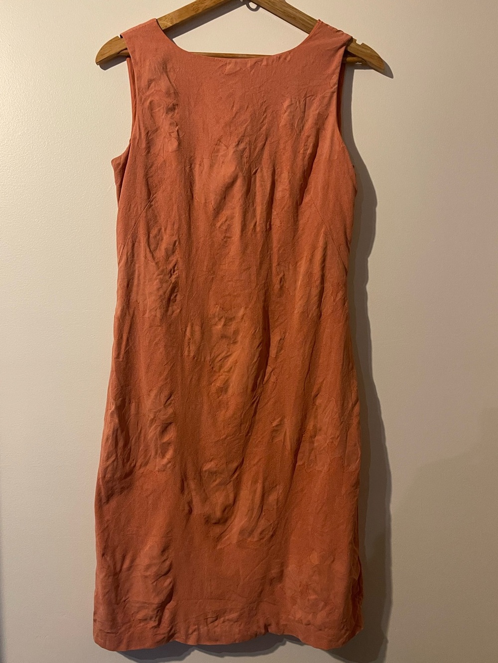 Tommy Bahama Coral Pink Jacquard Silk Shift Dress Keyhole Back Sleeveless